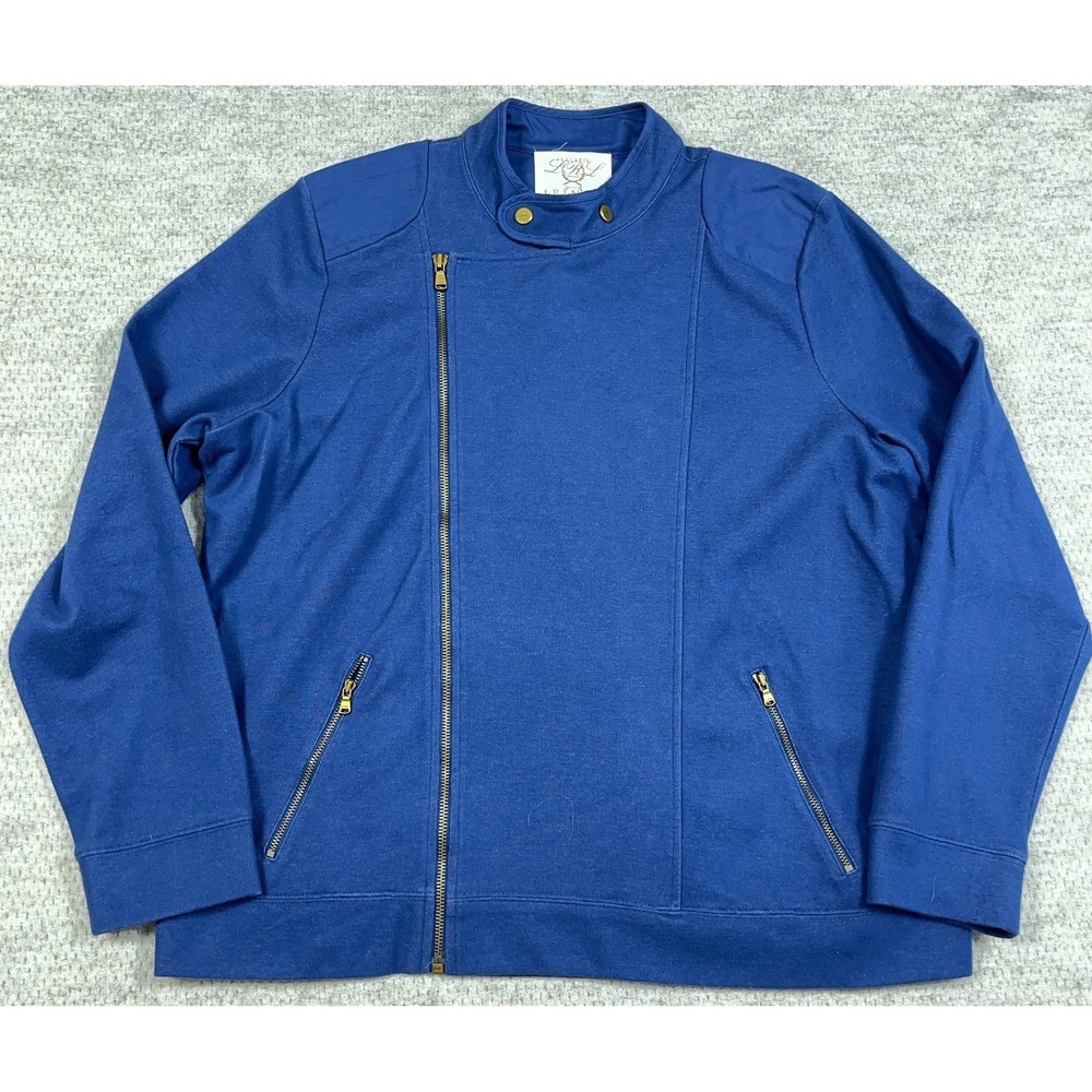 Lauren‎ Ralph Lauren Jacket Women 2X Blue Full Zip Lightweight Mock Neck LRL